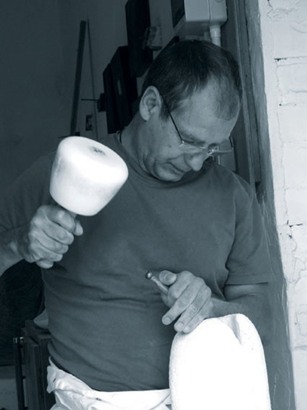 Sculptor Peter Brown at work