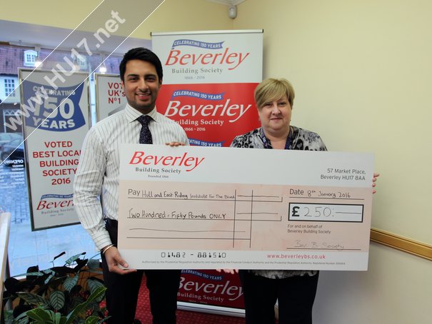 Hull & East Riding Institute for the Blind Voted Beverley Building Society Charity of the Month for December