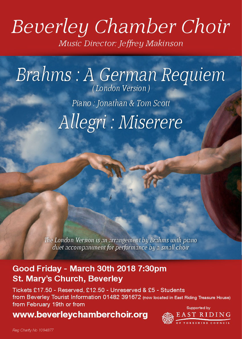 Tickets on Sale for Good Friday Beverley Chamber Choir Concert