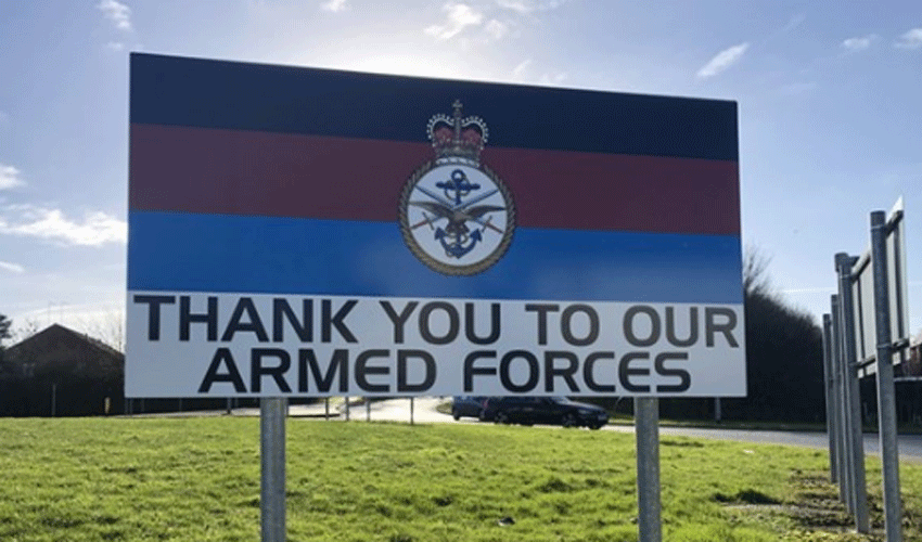 'Thank You To Our Armed Forces' Sign Installed At Leconfield Roundabout