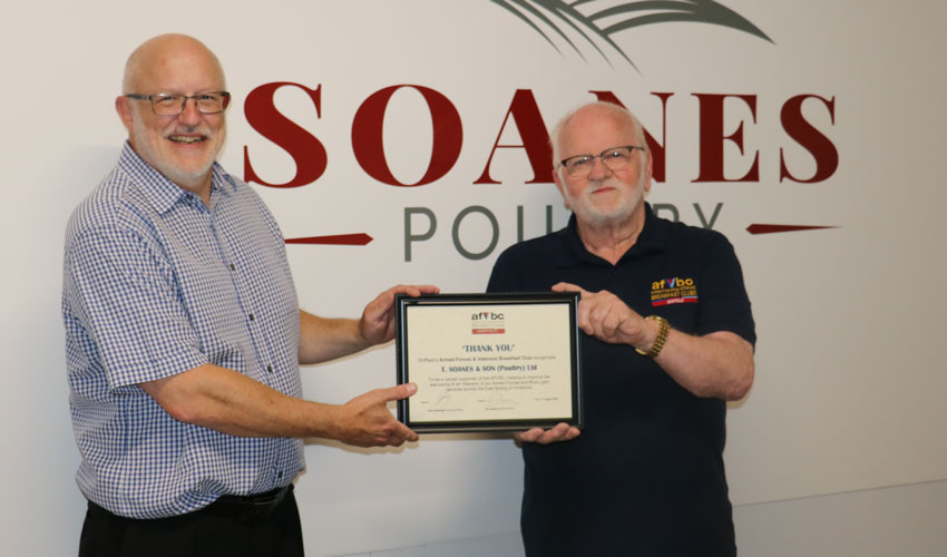 Armed Forces And Veterans Breakfast Clubs Present Soanes Poultry With Certificate Of Thanks