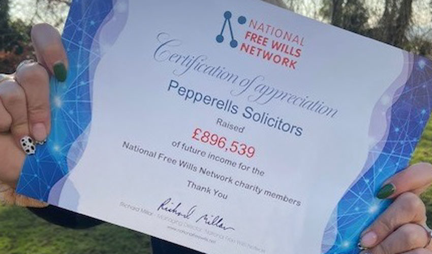 £896,000 Raised For National Free Will Network Charity Members